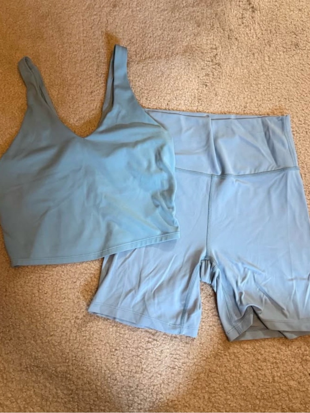 Target Light Blue Sports Bra Crop Top and High-Waist Bike Shorts Set